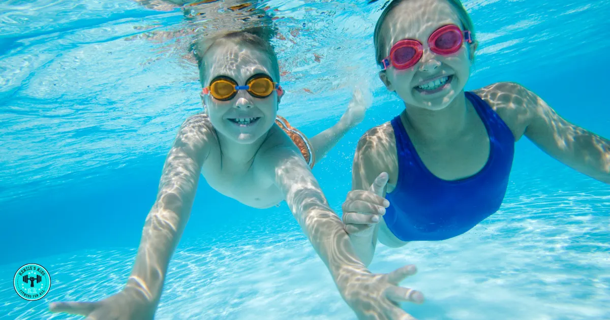 Kids swimming underwater during a Swim Fit aquatic fitness and water safety session